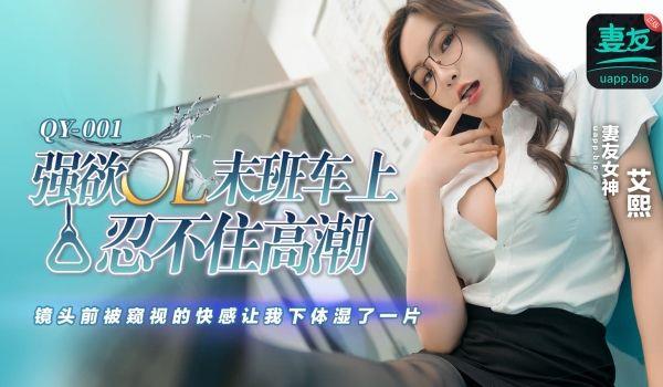 QY001 强慾OL末班车上忍不住高潮 镜头前被窥视的快感让我下体湿了一片