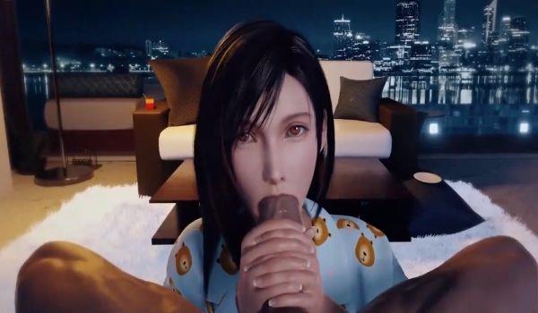 3D蒂法手撸大屌，被射一脸