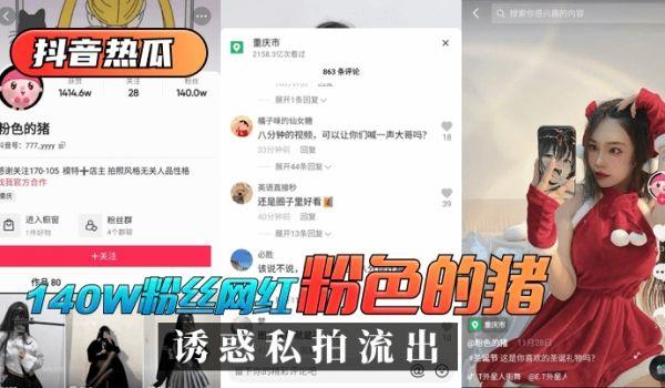 网曝-抖音热瓜140W粉丝网红“粉色的猪”诱惑私拍流出！