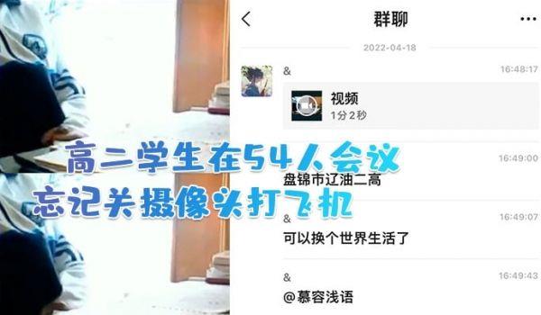 高二学生在54人会议中忘记关摄像头打飞机